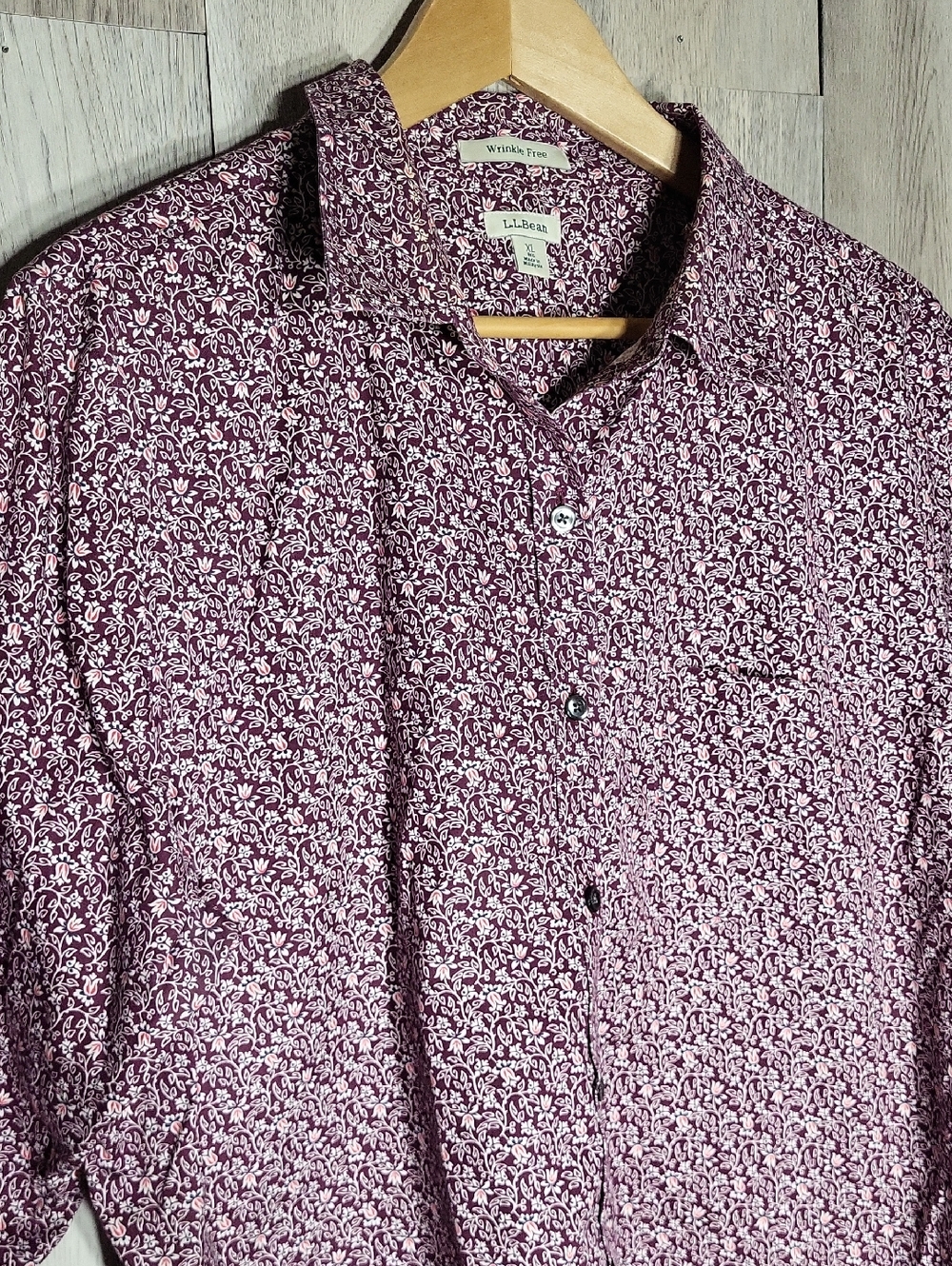 LL Bean Wrinkle Free Floral Button Down Shirt Womens XL 100% Cotton Long Sleeve - Picture 3 of 9